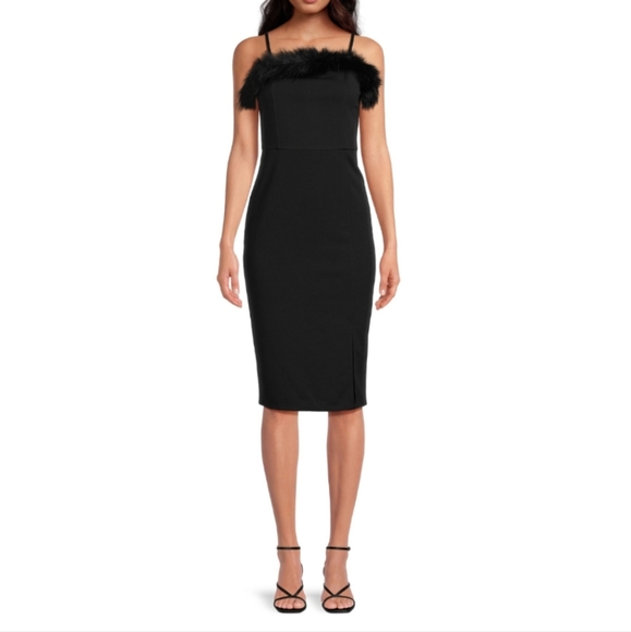Planet Gold Black Midi Cocktail Dress - Picture 1 of 5
